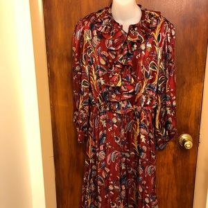 Paris atelier long sleeve maxi dress red, gold 10